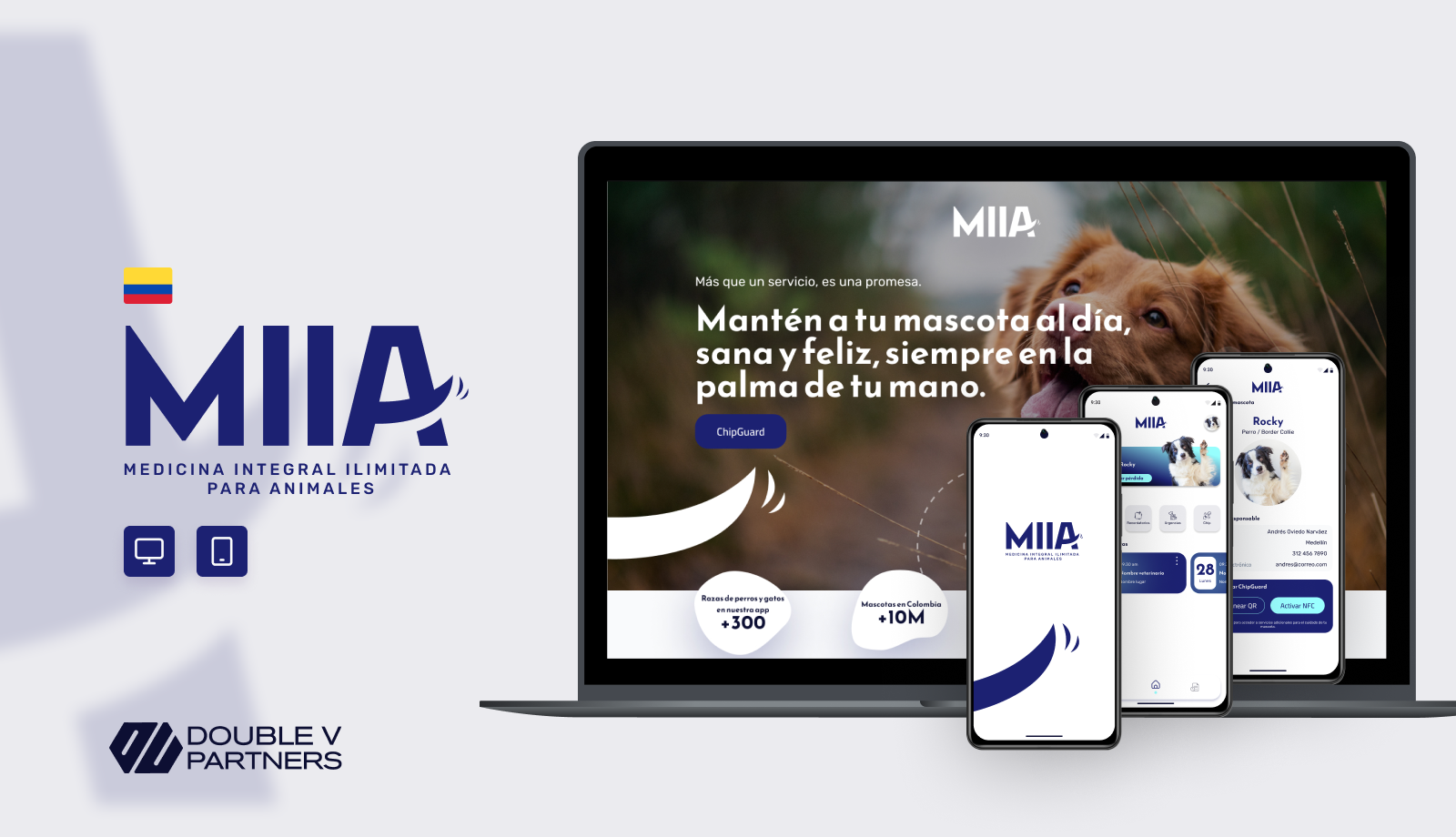 MIIA - Proyecto de Juan Sebastian Ramirez (JSRamirez) - Plataforma Full-Stack (aplicación móvil y web) diseñada para conectar mascotas y propietarios, centralizando visitas y registros médicos. Incluía integración con tags NFC en collares para facilitar la localización de mascotas perdidas y contactar a sus dueños.